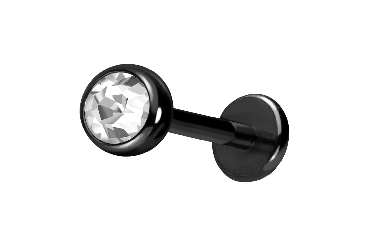 Titan Labret Piercing mit Push Fit KRISTALL